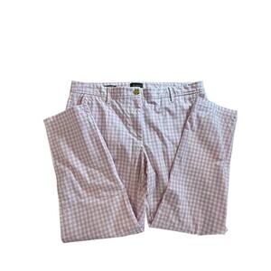 Talbolts Women's Pink Check Relaxed Chino Pants 12 Petite Office Cigarette Ankle